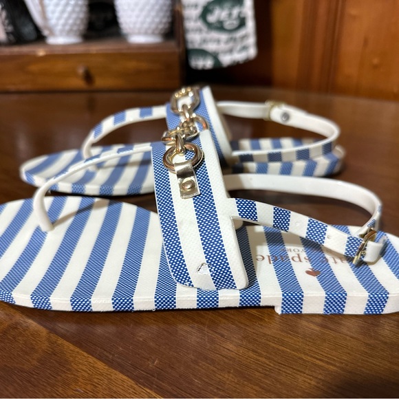 NWT Kate Spade Polly Sandals blue cream stripped Size 7 - Picture 2 of 11